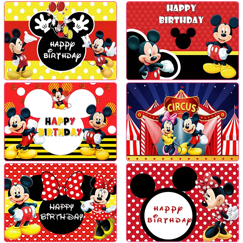 Disney Cartoon Mickey Minnie Children\'s Birthday Party Background Wall Decoration Baby Gift Gift Girl Photo Proper