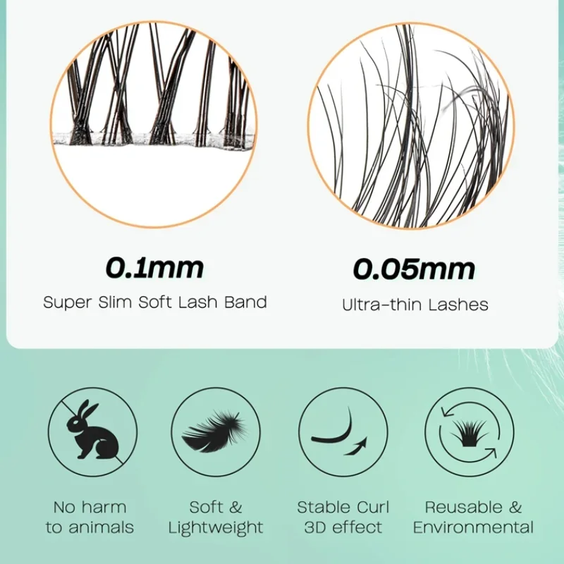 Lashes Cluster C Curl Mix Lash Clusters 3D Wispy DIY Eyelash Extension 0.1mm Super Thin Band Individual Resuable Natural Lashes
