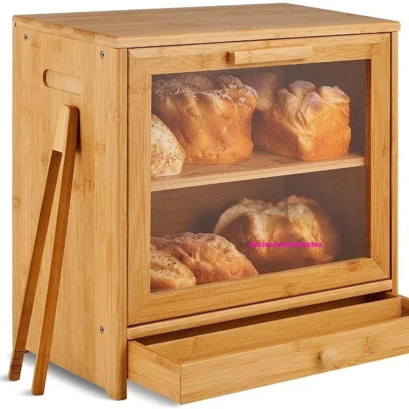 

Multi functional large capacity bread box, bedroom snack storage box, snack storage box, bamboo