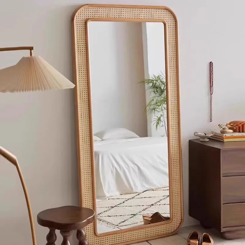 Retro style light luxury try-on full-length mirror retro full-body mirror girls bedroom simple home