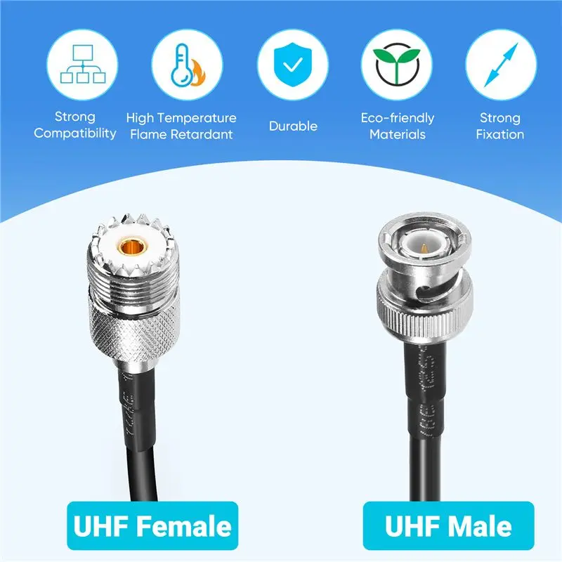Leading-RF UHF VHF Radio Coaxial Antenna Cable BNC Male To UHF SO239 RG-58U MILSPEC Coax Mobile To Base Antenna 3 Ft view 2