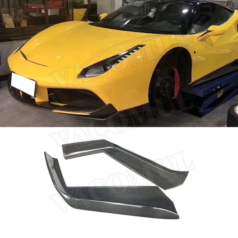 

VACOMUL Dry Carbon Fiber Front Lip Splitters Aprons Case For Ferrari 488 GTB 2015-2018 Head Bumper Side Flap Cupwing Spoiler FRP