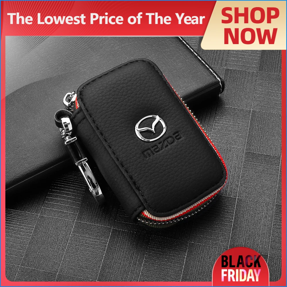 1PC Leather Key-Wallet Car Emblem Car Key-Bag Multi Key-Case Key-Holders For Mazda 3 Alexa CX30 CX-30 CX-5 CX5 CX-3 CX8 CX-8 CX9