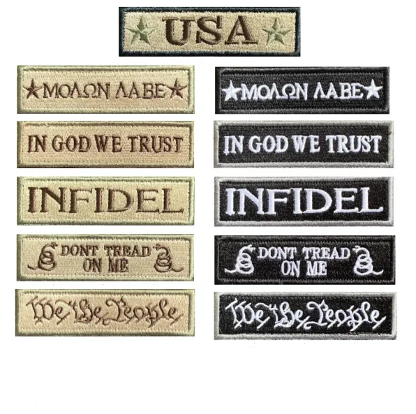 Embroidered Letters Strip Patch Hook&loop Morale Badge Don't Tread on Me Emblem Instructor Label Infidel Tag for Caps Backpack