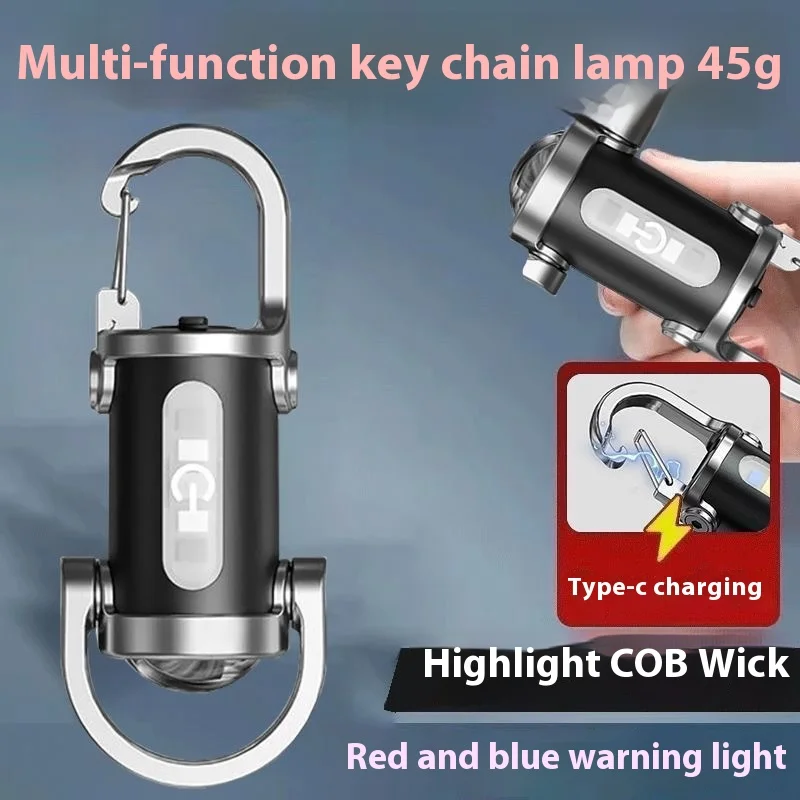 

Rechargeable Keychain Flashlights 800 Lumens EDC COB Work Light 7 Modes Emergency Keychain Light for Walking Searching Hiking