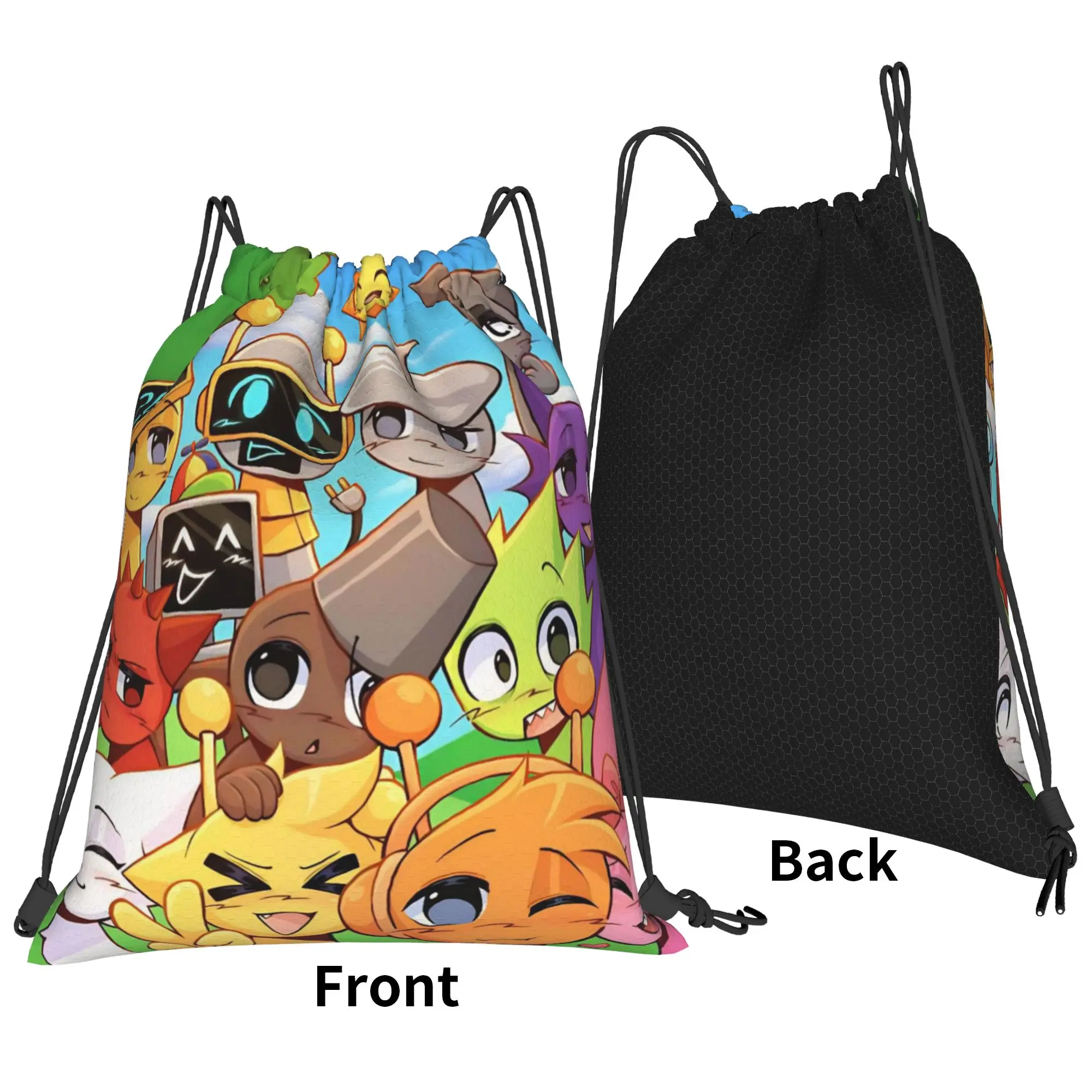 Cartoon Sprunki Music Game Backpack Drawstring Sports Bags Gym Bag  String Sackpack for Working Out 36cm (W) x 43cm (H)