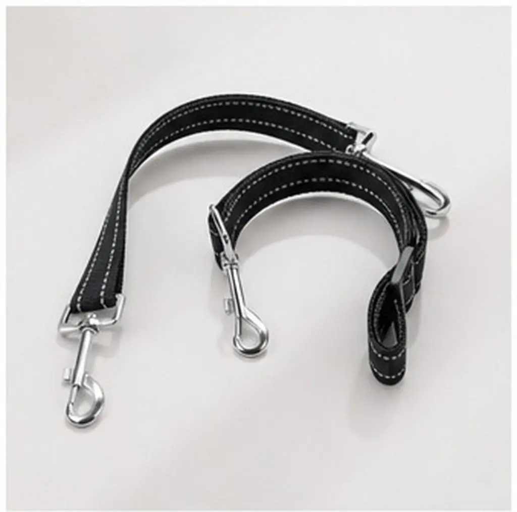 2Pcs Dog Collar Connector Nylon Adjustable Safety Clip Double Ended Backup Lead Swivel Snap Hooks Matte Black Pet Leash