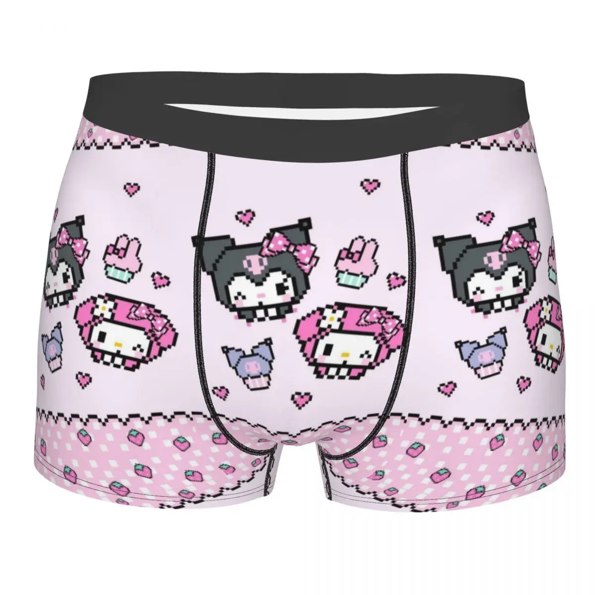 

Пользовательские шорты-боксеры Kuromi с героями мультфильмов манги для мужчин, нижнее белье с 3D принтом, трусы, мягкие трусы
