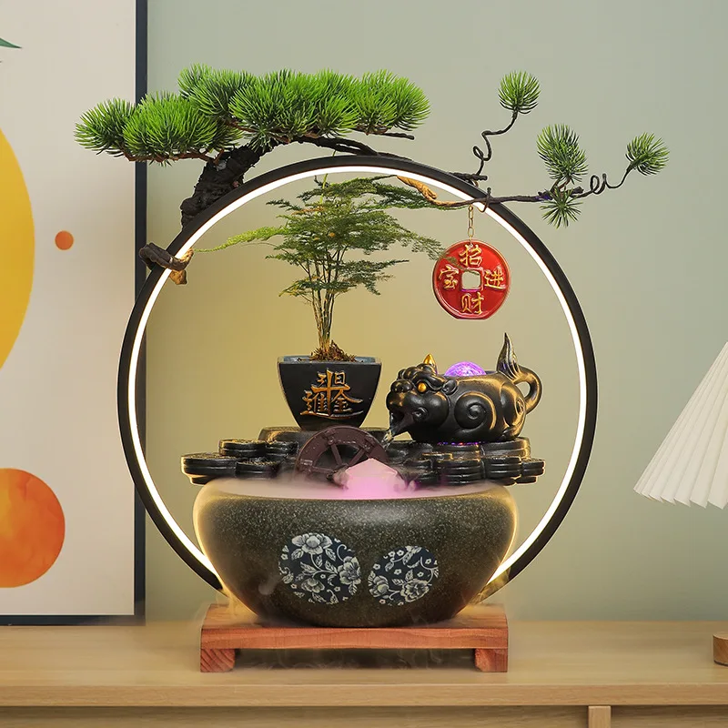 

Decoration: Fortune Attractance Feng Shui Wheel, Entryway Table, Flowing Water Ornaments, Circulation Aquatic Wealth, Opening