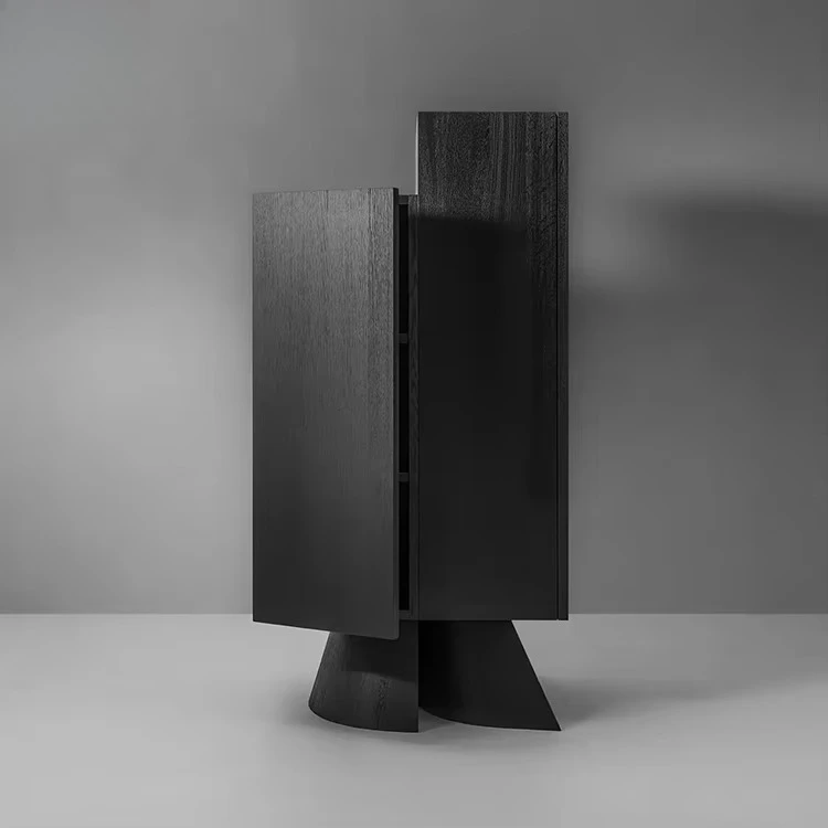 yu-Wholesale Factory Home Furniture Modern Fancy Black Two 2 Door Wooden Living Room Storage Cabinet-