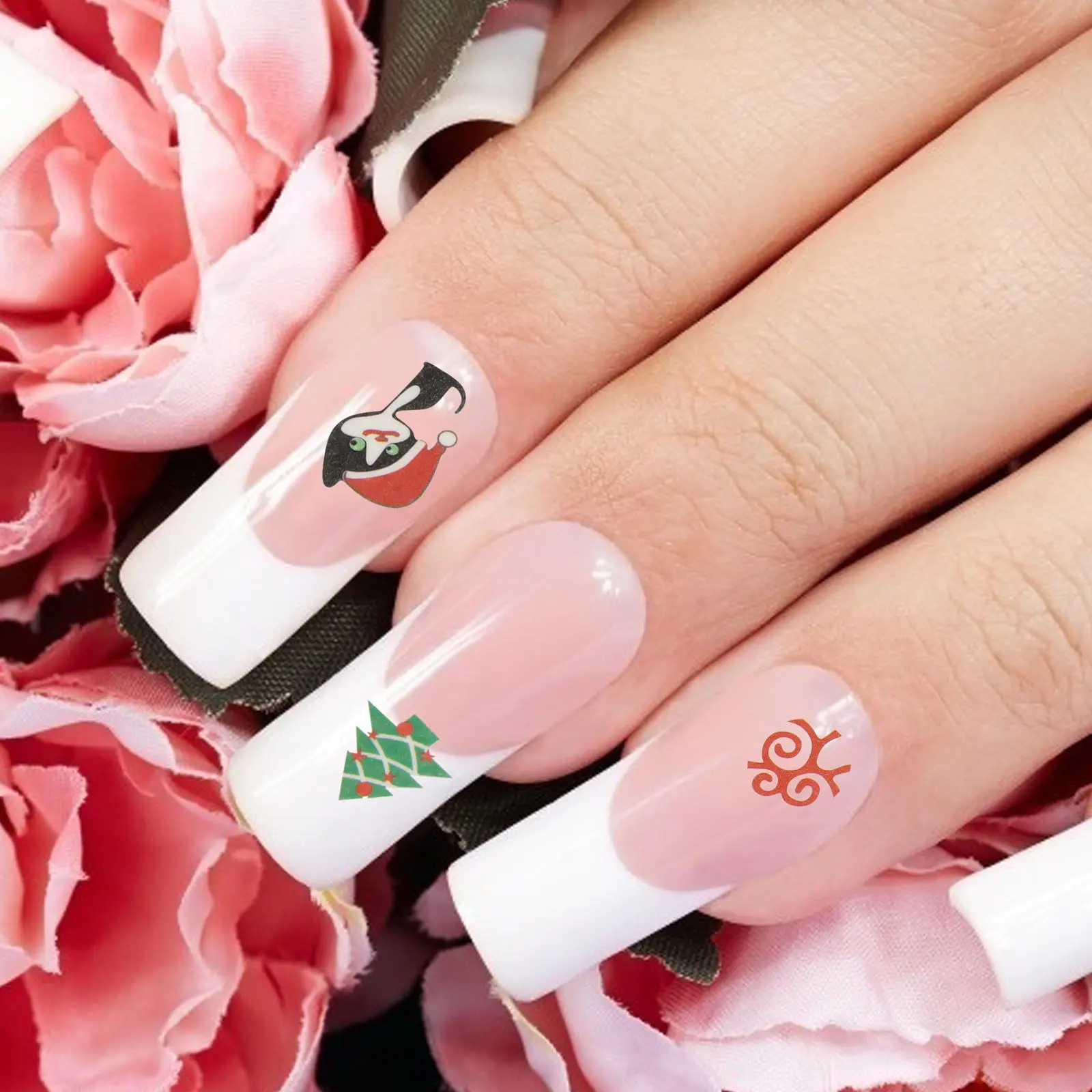 

48 Sheets Nail Stickers Christmas Decorative Fake Nails Festival Decals Cartoon Nails Prop Manicure Nail Art Supplies