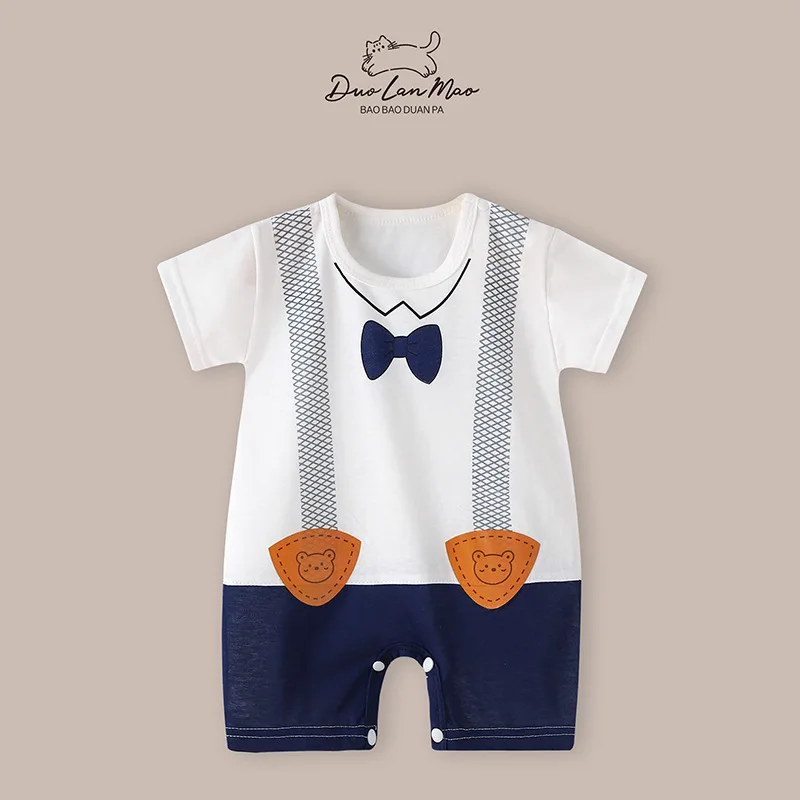 Baby Clothes Bodysuit for Newborn Infant Jumpsuit Boys Girls Letter Print Short Sleeves Romper Toddler Onesies 0 to 12 Months