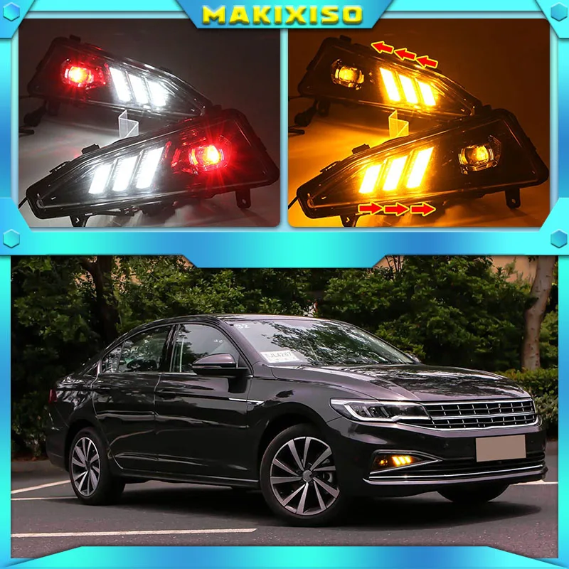 LED DRL LED Daytime Running Light replace Fog Lamp Cover For Volkswagen Bora 2019 12V Day Lights