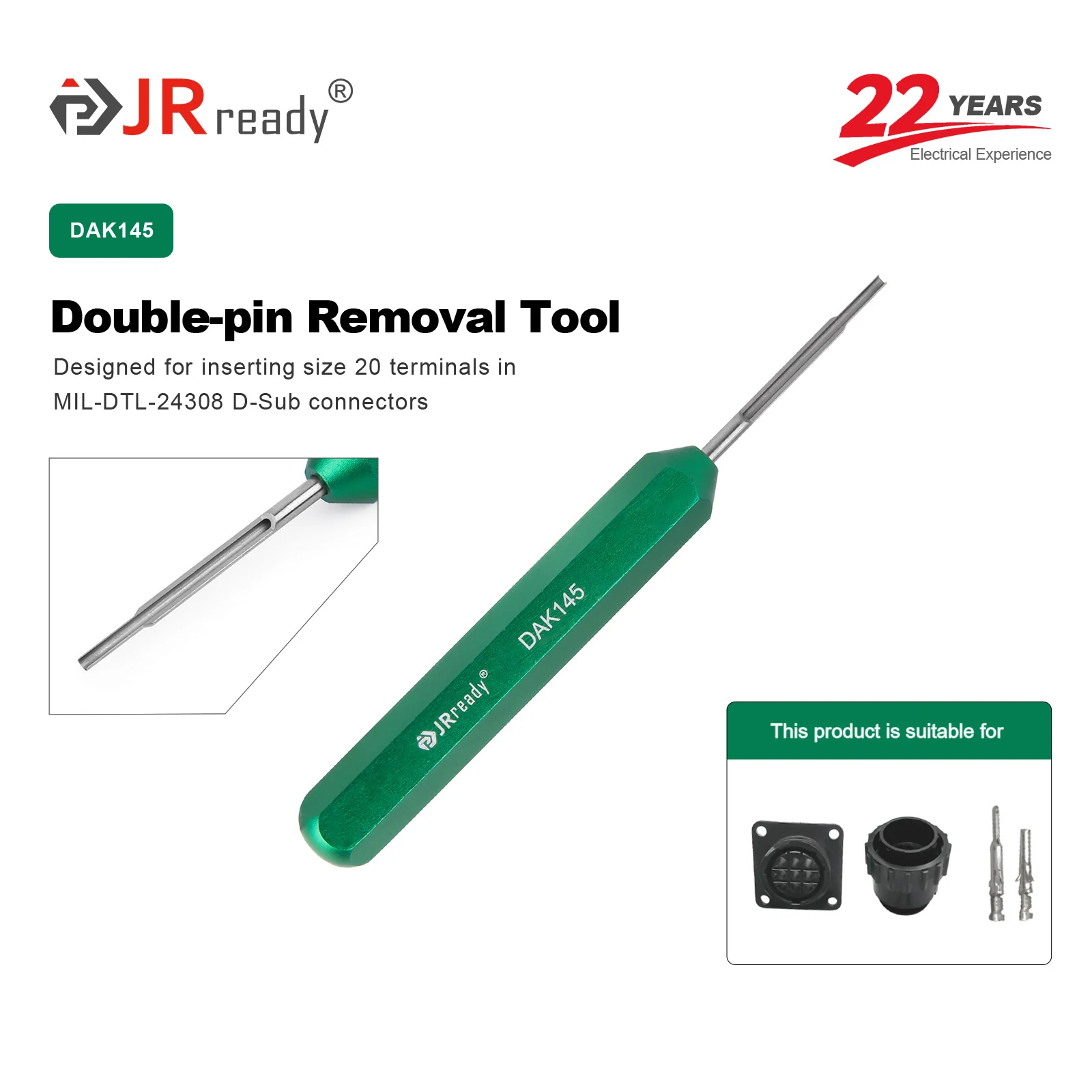 JRready DAK145 Extraction Insertion Tool Removal Tweezer Used in MIL-DTL-24308 Electronic Connectors