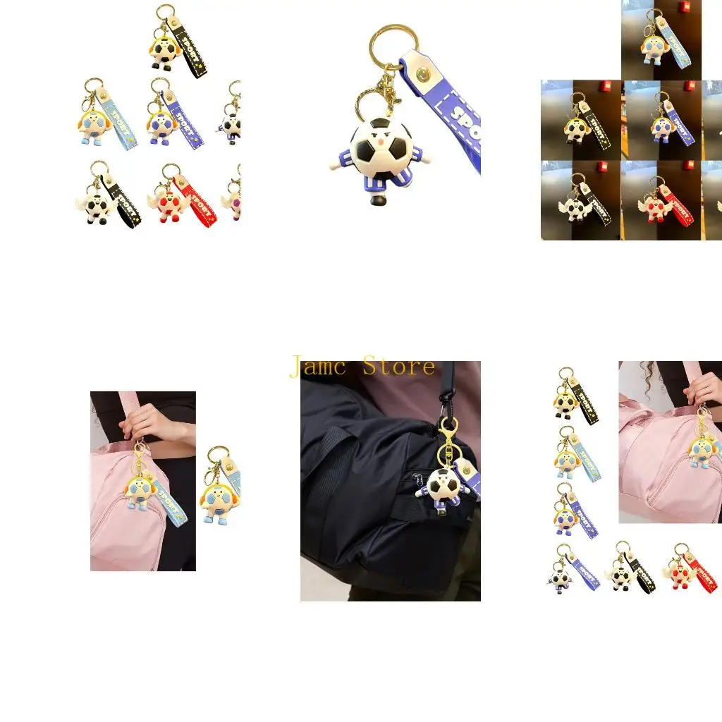 LX0B Mini Football Figurine Toy Chain Pendant Waterproof And User Friendly PVC Backpack Decoration For Kids