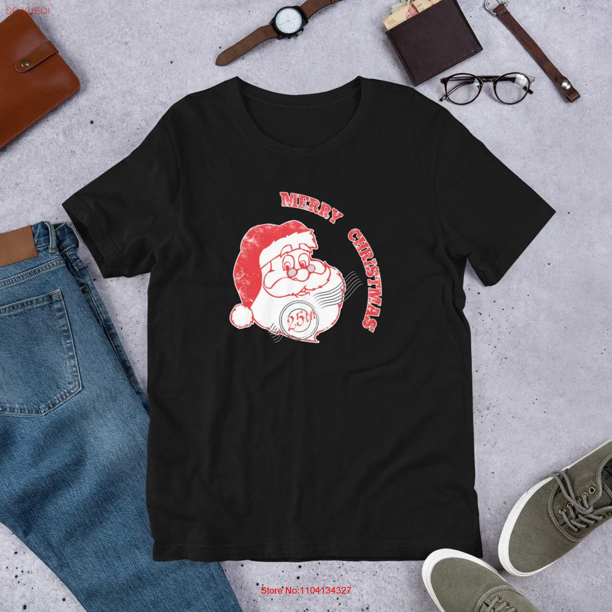 Santa Claus T shirt Merry Christmas X mas gift tee long or short sleeves