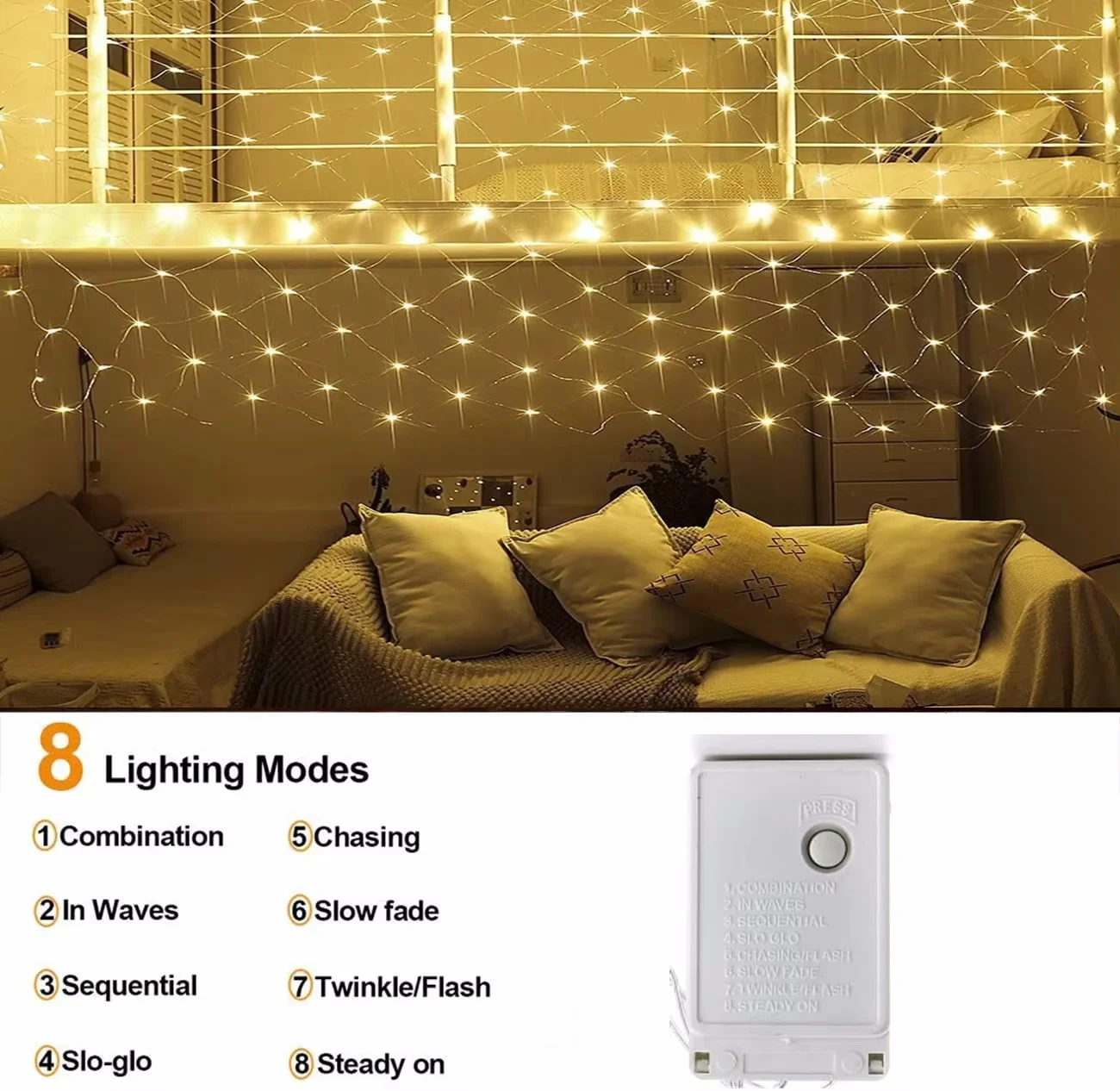 1PC Net Lichter Bush Net Lichter Outdoor Mesh Lichter 8 Modi Außerhalb Garten Funkeln Lichter Für Terrasse Wand dach Balkon Weihnachten