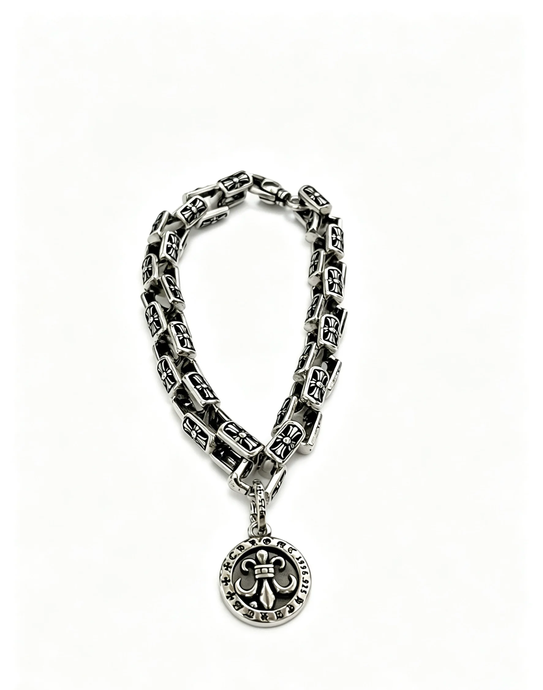 S925 sterling silver charm retro old cross bracelet fashion versatile couple bracelet high sense cold wind