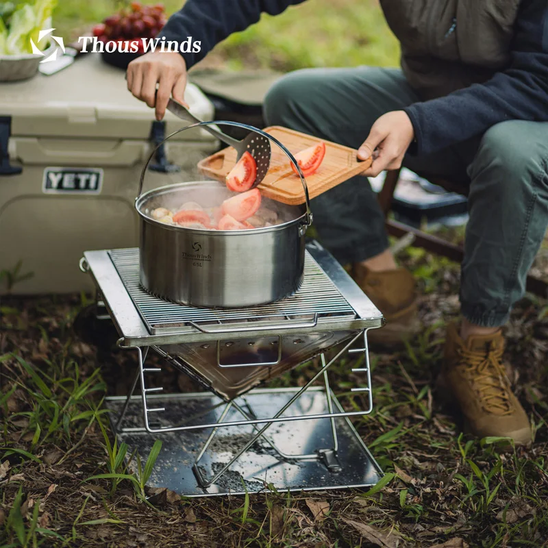 Thous Winden Camping Kookgerei Set Roestvrijstalen Buiten Kookgerei Kookgerei Pan Kom Ketelpot Picknick Met Netzak