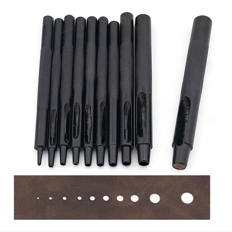 10Pcs Leather Hollow Hole Punch Set Tools For Belt Strap Hole Punch Leather DIY 1-10mm