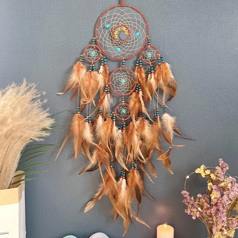 Hand-woven Wall Pendant Crystal Dream Catcher Wind Chimes Living Room Bedroom Decorations Festival Party Gifts Home Accessory