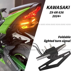 For Kawasaki Ninja ZX-6R ZX-6r ZX6R 2024 Motorcycle License Plate Holder Rear Short Tail Number Holder With LED Light