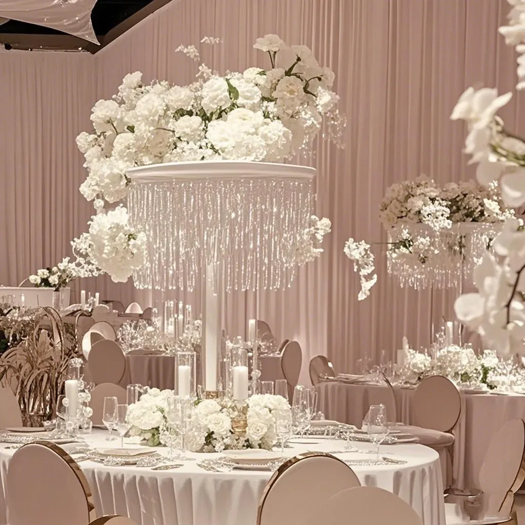 

4pcs)130cm tallCustom 5 layer Tall Gold Metal Round Flower Stand Gold Flower Stand For Wedding Table Centres
