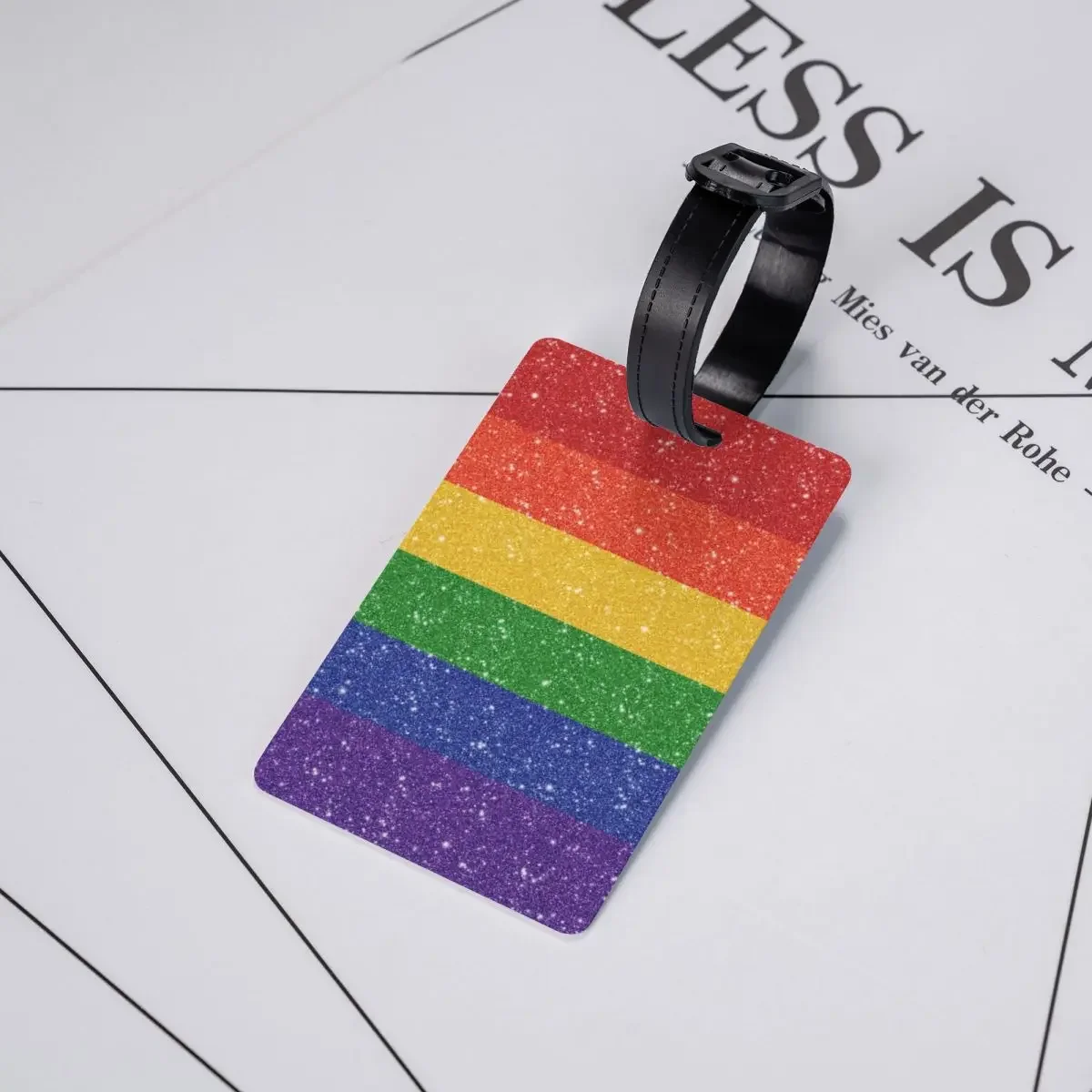 Faux Glitter Rainbow Pride Flag Luggage Tag for Suitcases Fashion LGBT Gay Lesbian Baggage Tags Privacy Cover ID Label