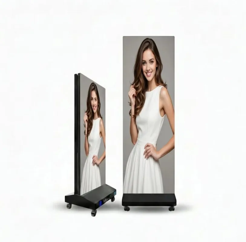 Portable LED Video Poster | Indoor/Outdoor Digital Advertising Screen 1000cd Brightness IP65 Waterproof HDR10 12-bit Color Depth