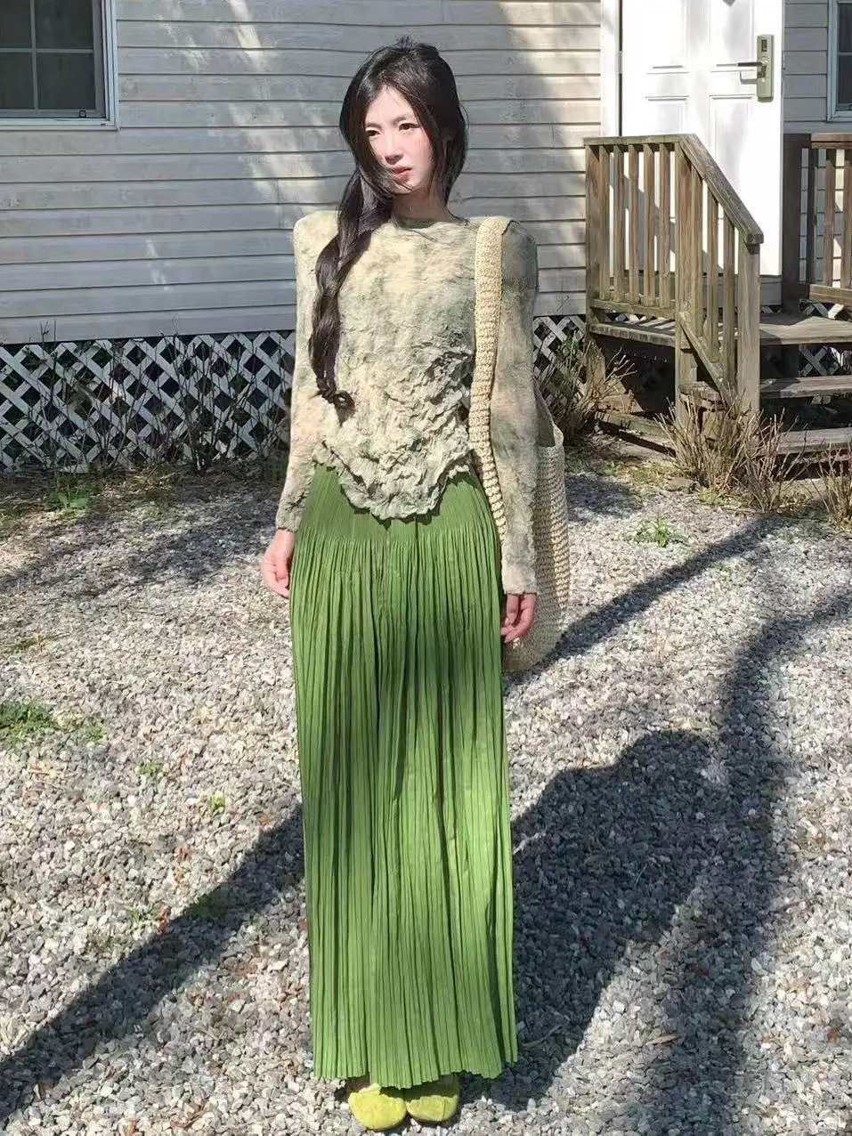 Casual Pleated High Waist Wide Leg Pants Women's Draped Style Summer 2026 Three Houses Wind Leisure Trousers Skirt