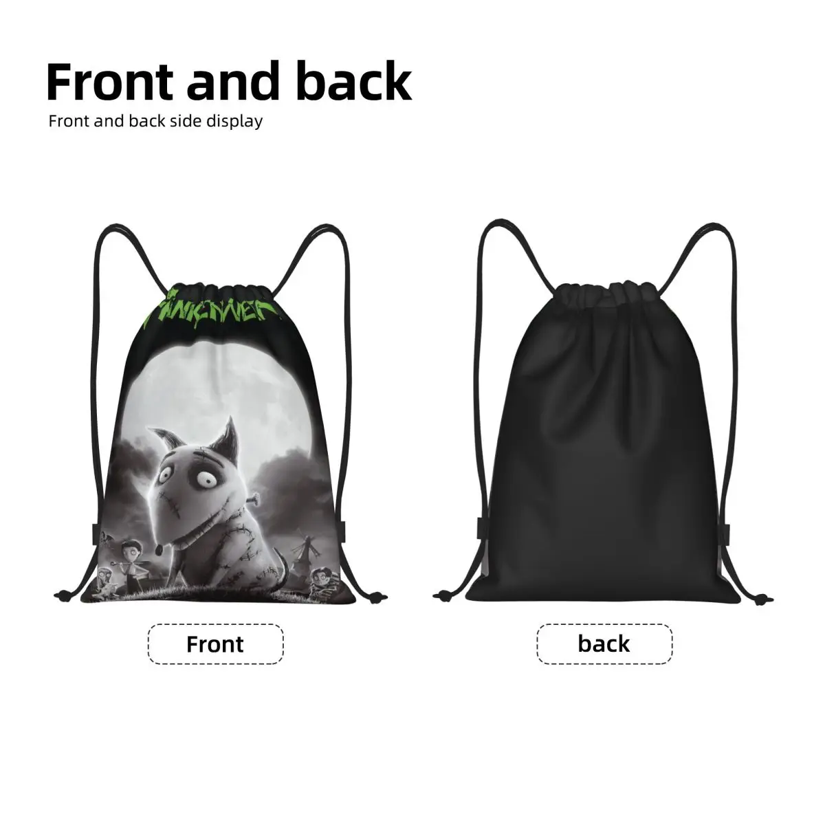 Custom Horror Frankenweenie Sparky Dog Drawstring Backpack Women Men Gym Sport Sackpack Foldable Shopping Bag Sack