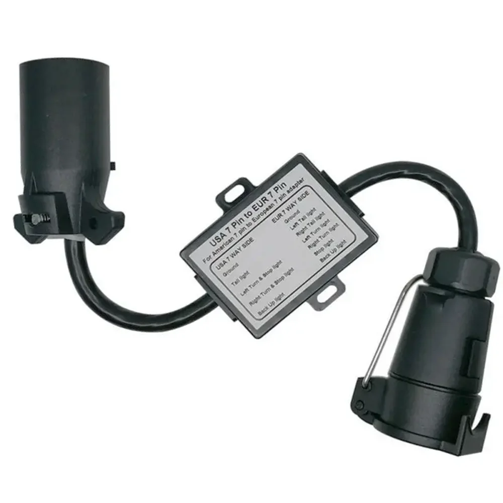 

7-Way Blade Socket To Euro 7-Pin Round Plug Adapter Vehicle Linker Trailer Light Connector USA To EU Truck Lamp Converter US
