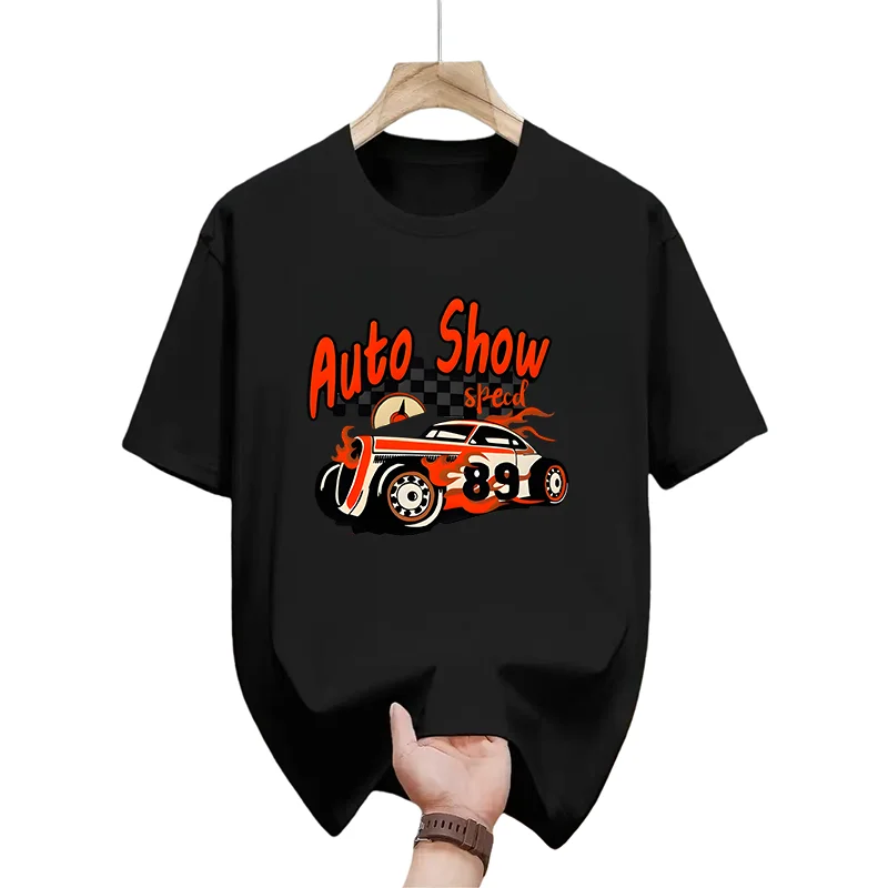 

Auto Show speed Printed Graphic Y2k Harajuku 100% Cotton T Shirt Casual Oversized Summer Men T-shirt