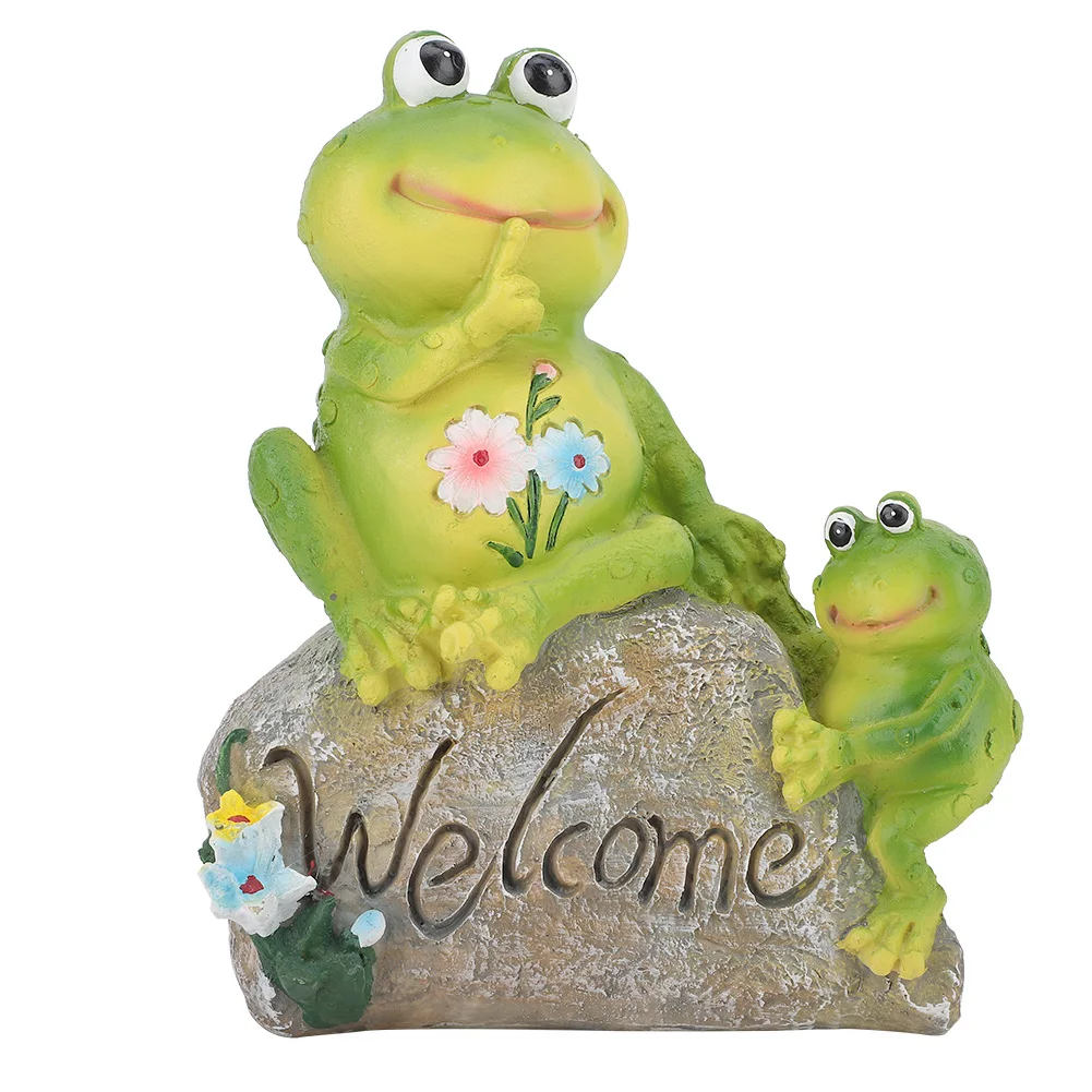 

Cute Resin Mother and Child Frogs Animal Sitting On Stone Figurine Decoration Lawn Garden Courtyard Ornaments