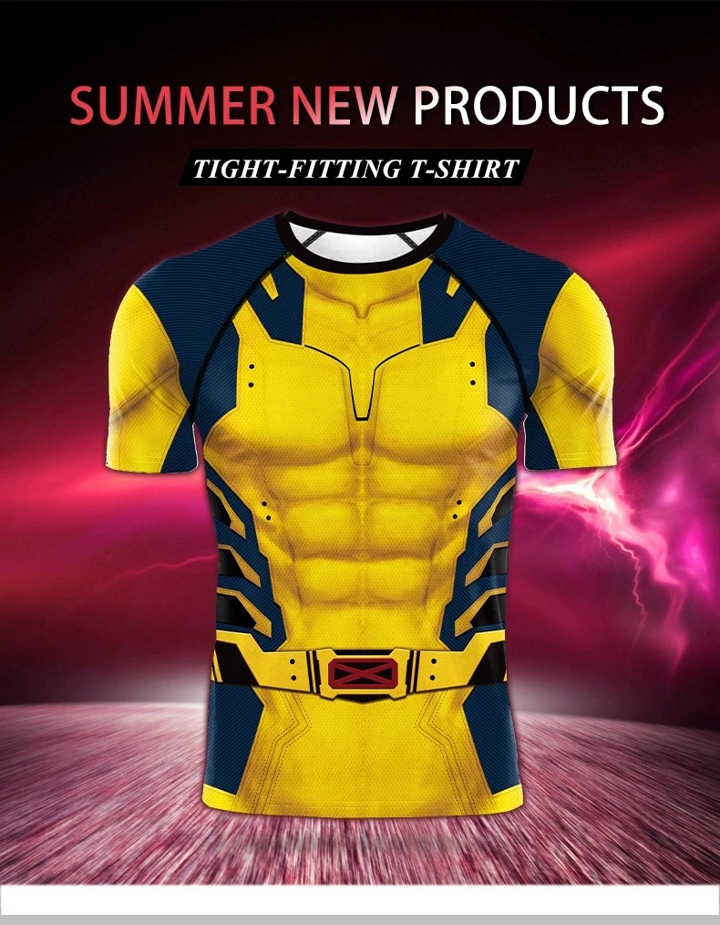 

2024 Deadpool 3 Wolverine T Shirt Cosplay Costume Fashion Superhero Tracksuit Party Wolverine Men Sportswear Shirt T-Shirt