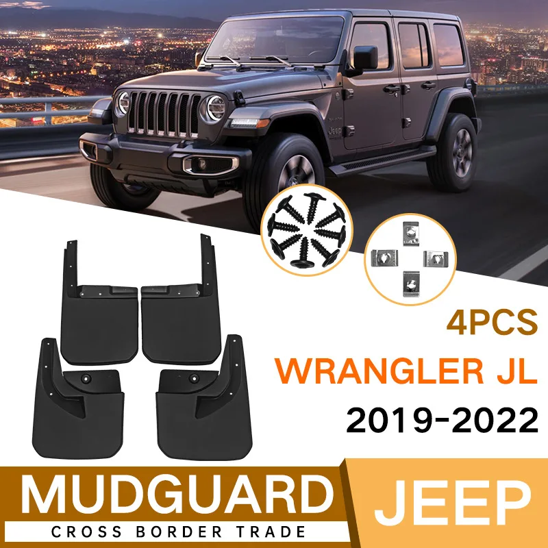 

For Wrangler JL 2019-2022 Car Molded Mud Flaps Splash Guards Mudguards Front Rear Styling Front Rear Car Accessories