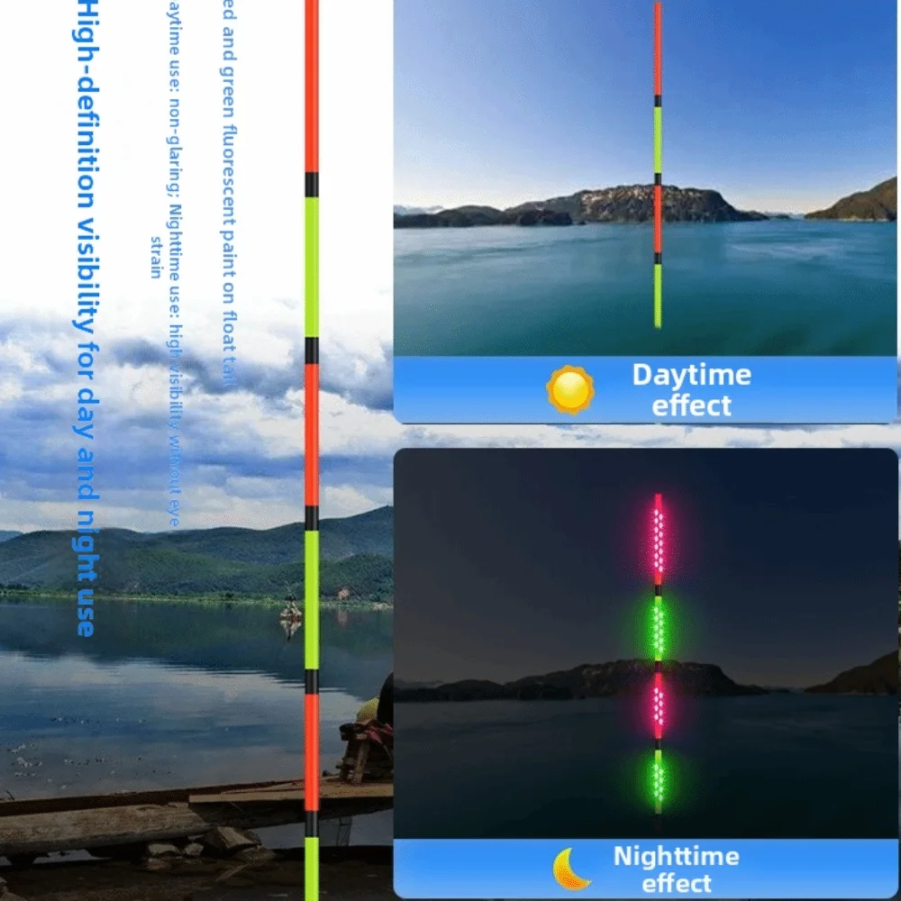 2 Light OLED Fishing Light Float Highly Sensitive Long Tail Design Night Fishing Buoy Glowing Strobe Electric Lighting