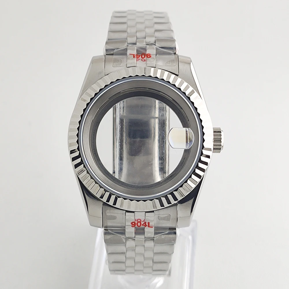 Корпус NH35, корпус 36/39 мм, мужской серебристо-золотой корпус для часов, сапфировый корпус из нержавеющей стали, прозрачная задняя крышка для механизма NH35/NH36