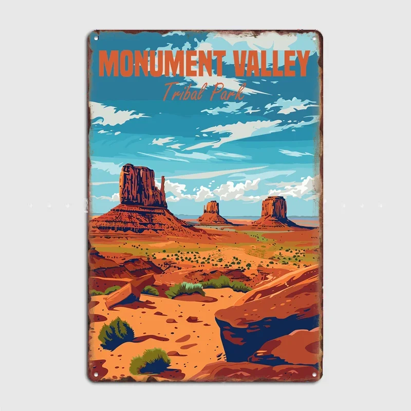Póster de viaje con paisaje del Parque Tribal de Monument Valley, cartel metálico personalizado para bar, dormitorio, decoración