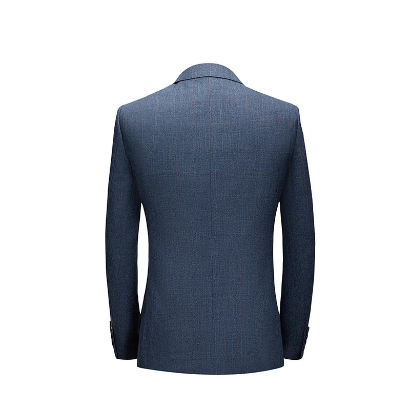 Europe and America Autumn New Men's Suit Set Retro Blue Gray Pattern Korean Suit Light Luxury Business Men's Suit Three-piece.