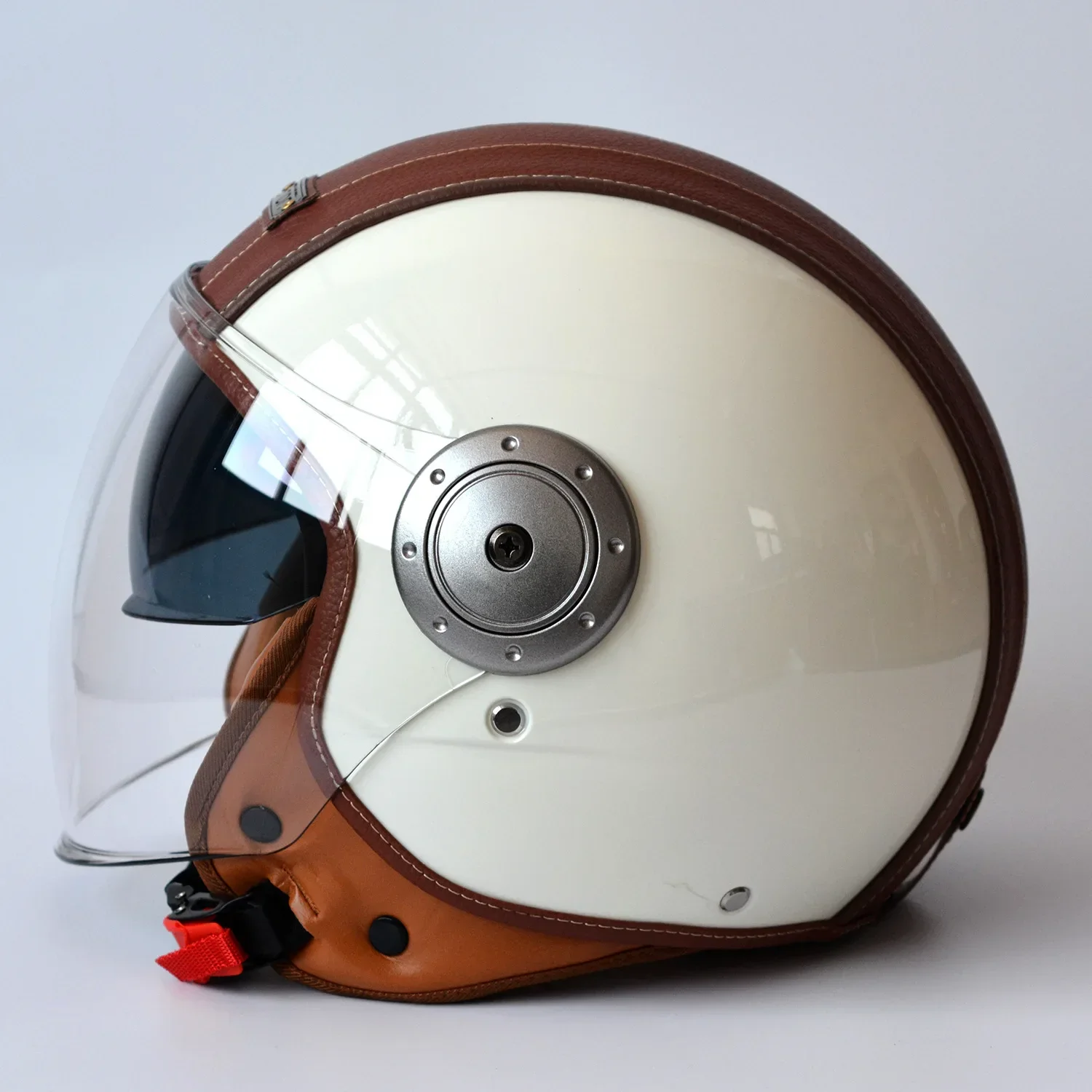 White Motorcycle Helmet Double Lens Clear Half Cover Protective Motorbike Cap Unisex Couples Riding Gear