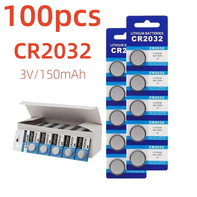 100pcs CR2032 CR 2032 3V Lithium Battery For Watch Calculator Clock Remote Control Toys Button Coins Cell 10pcs Lithium Battery