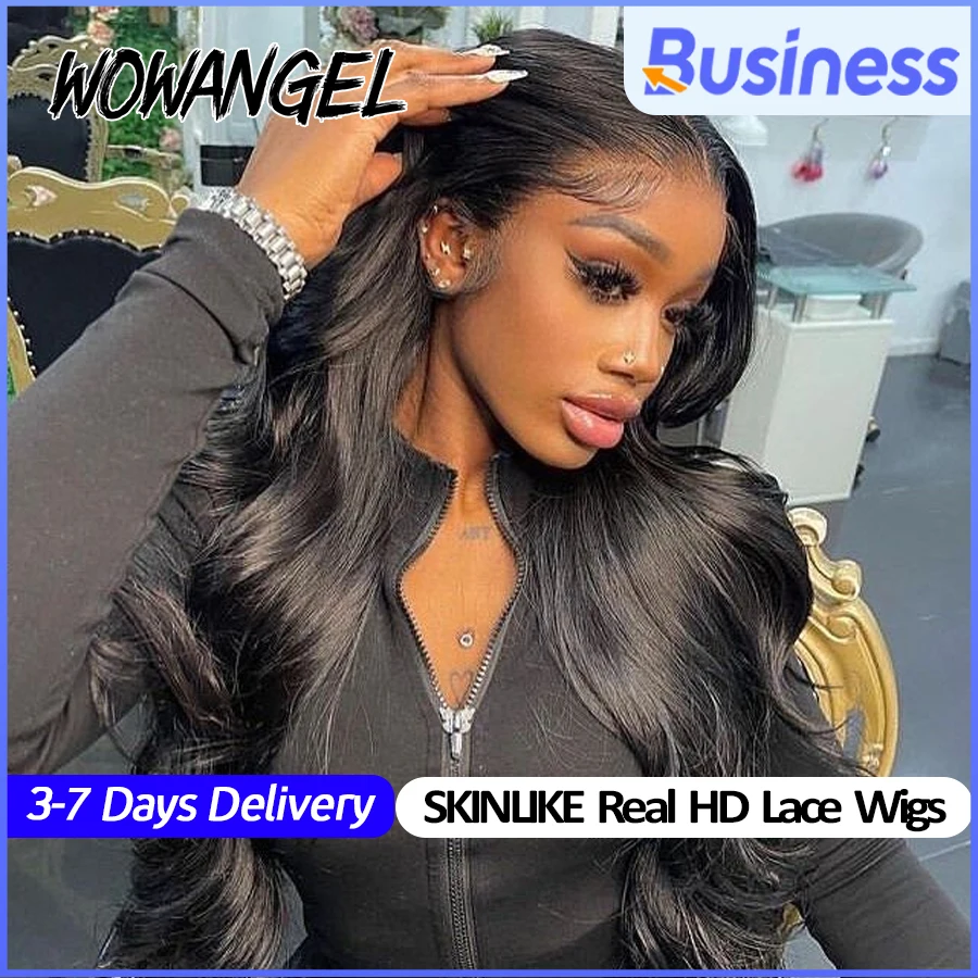 Wow Angel 250% 13x6 HD Lace Front Wigs Body Wave Melt Skins 13x4 HD Lace Full Frontal Wig Human Hair Wigs Pre Plucked For Women