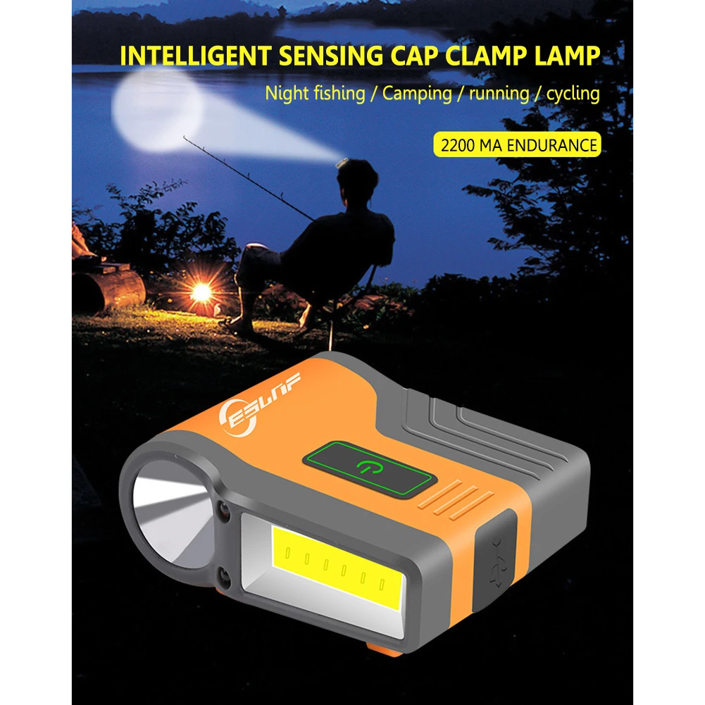 Cap Light Headlight COB LED Headlamp Waterproof Head Lamp Inductive Head Cap Hat Light for Outdoor Illumination