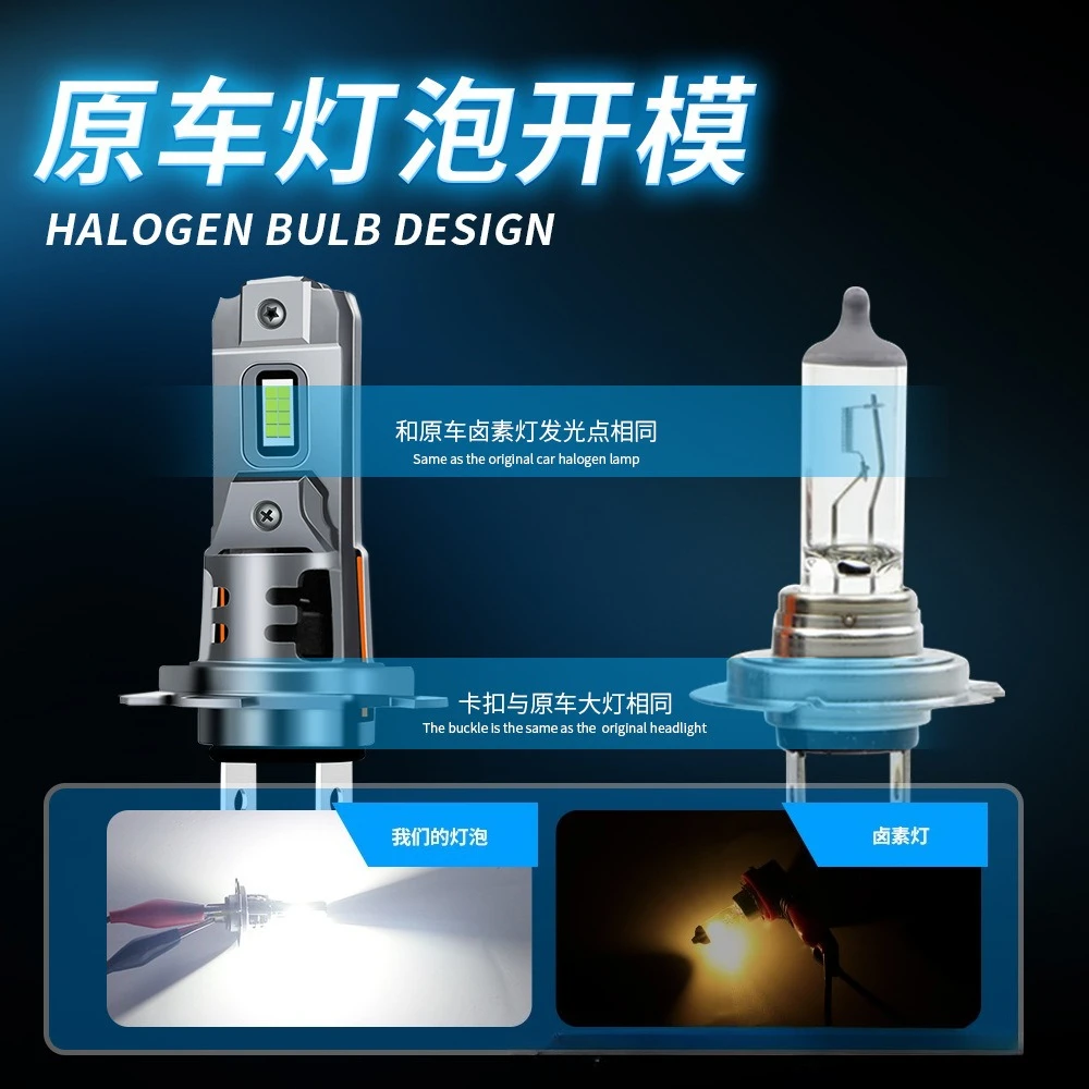 2Pcs Plug and Play Car LED Headlight Bulbs 1:1 Halogen Double‑Sided 8‑LED Chips 55W White Light H7 H11 H4 9005 9006
