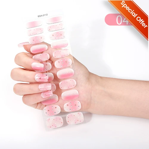Imagen 1 del producto 16/20/22 puntas gradiente rosa fresco verano Gel semicurado pegatina de uñas lámpara UV necesita cobertura completa esmalte de uñas en Gel pegatina de uñas