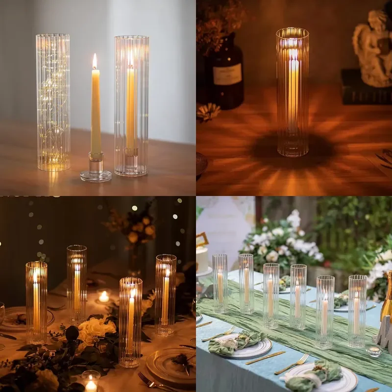 for Cone Candlestick Wedding Decoration Table Center Piece Hurricane Glass Party Decor
