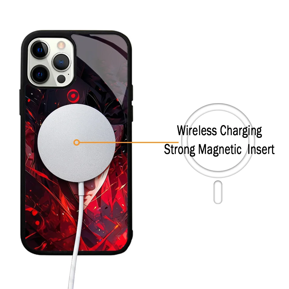 Anime N-Naruto S-Sasukes Phone Case For IPhone 11 12 13 14 15 Plus Pro Max Mirror Acrylic Cover For Magsafe Wireless Charging