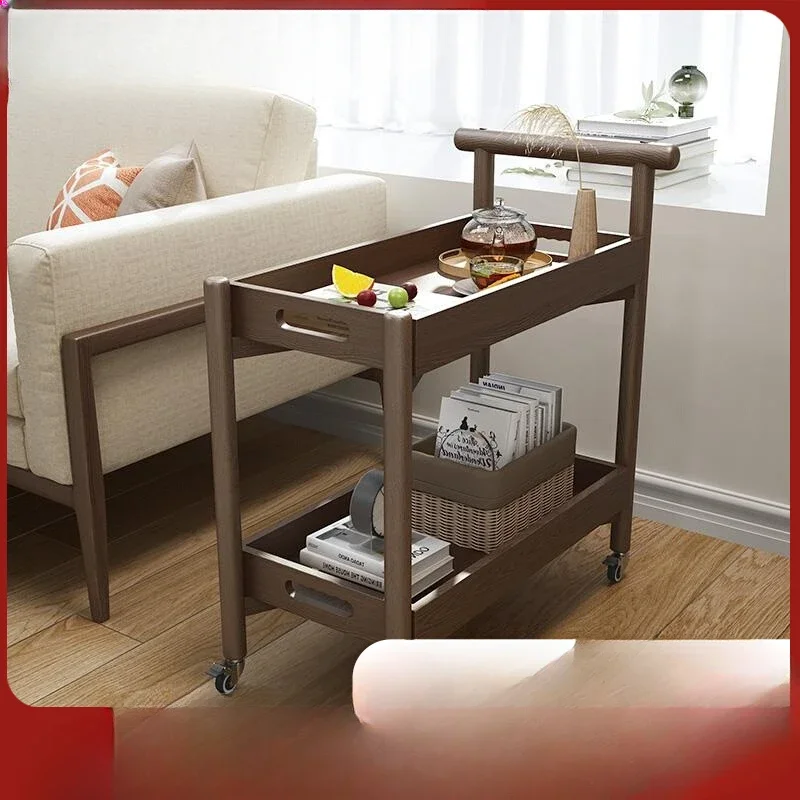 Side table movable solid wood corner small apartment side coffee small tea table sofa side cabinet