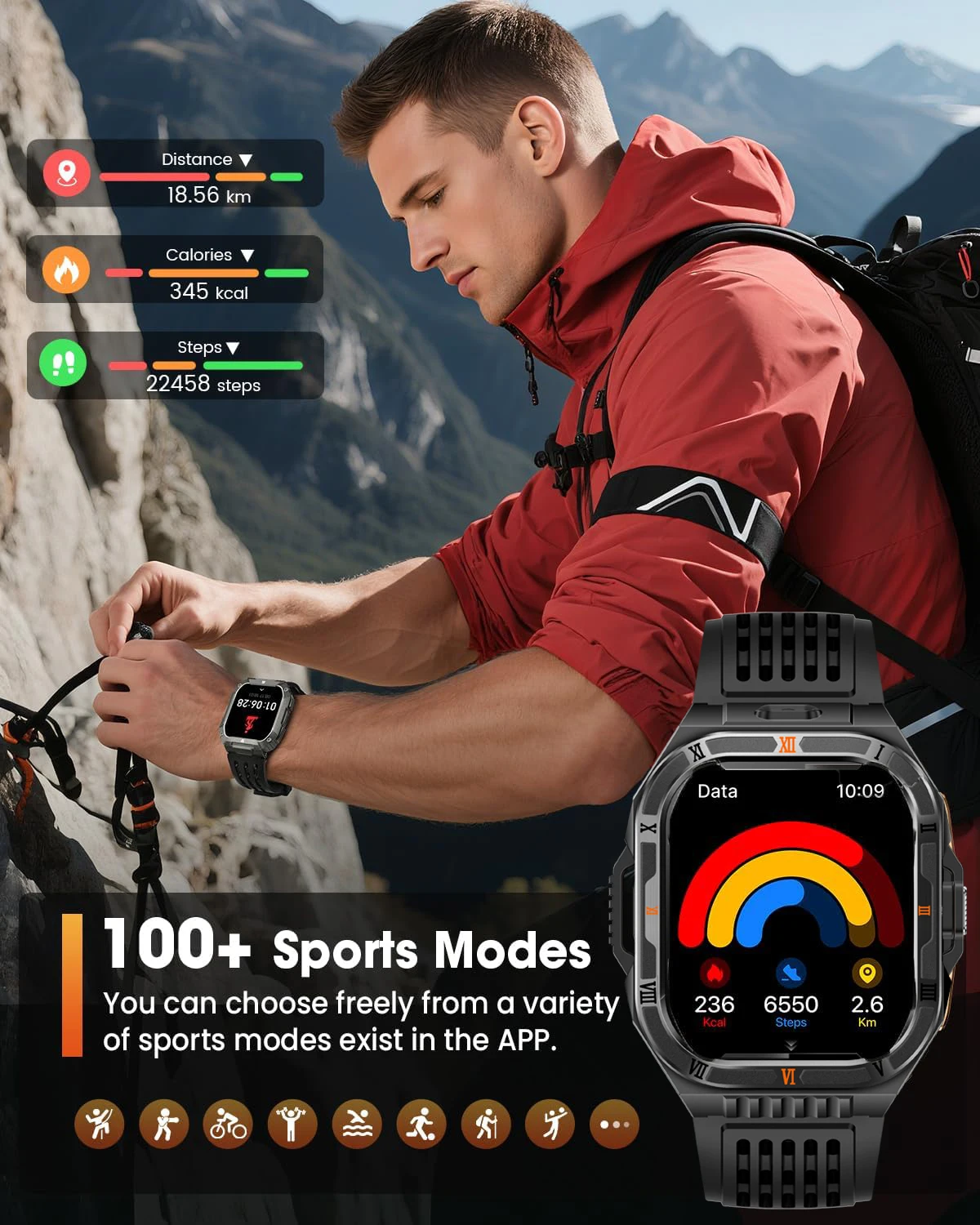 جديد T-Rex3 HD الكبار الرجال ساعة ذكية 2.01 بوصة شاشة كبيرة 1100mAh سوبر بطارية 10ATM مقاوم للماء دعوة سوار رياضي forxiaomi